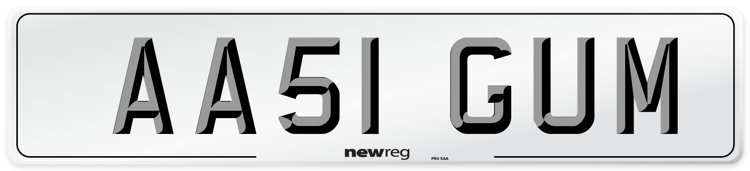 AA51 GUM Number Plate from New Reg